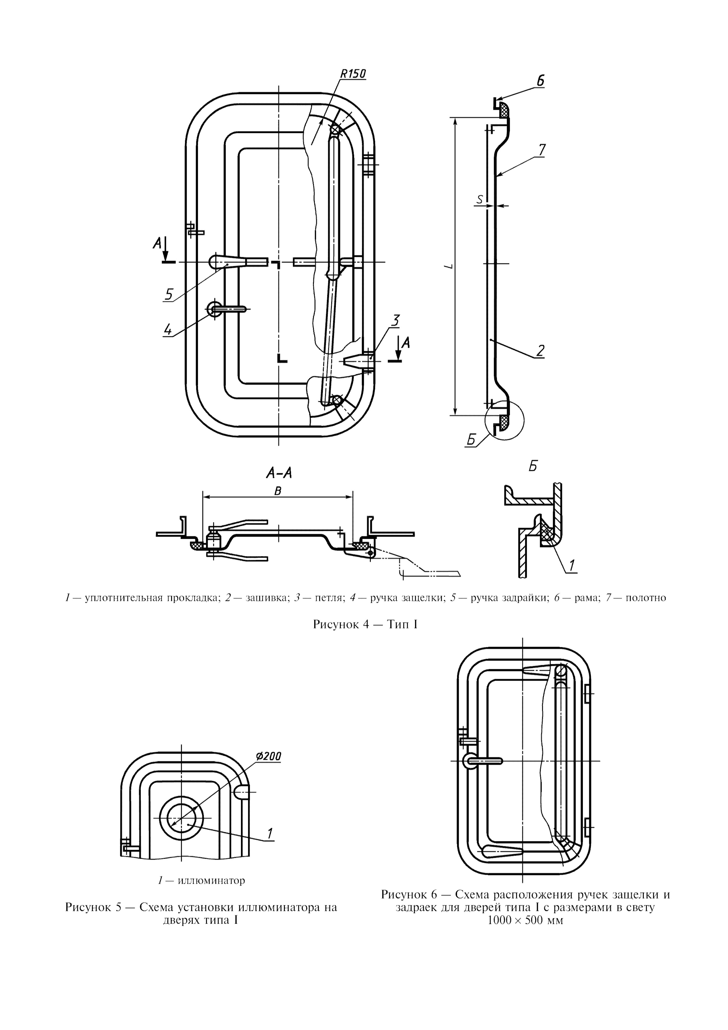 Схема алюминиевых судовых дверей тип - водогазонепроницаемые